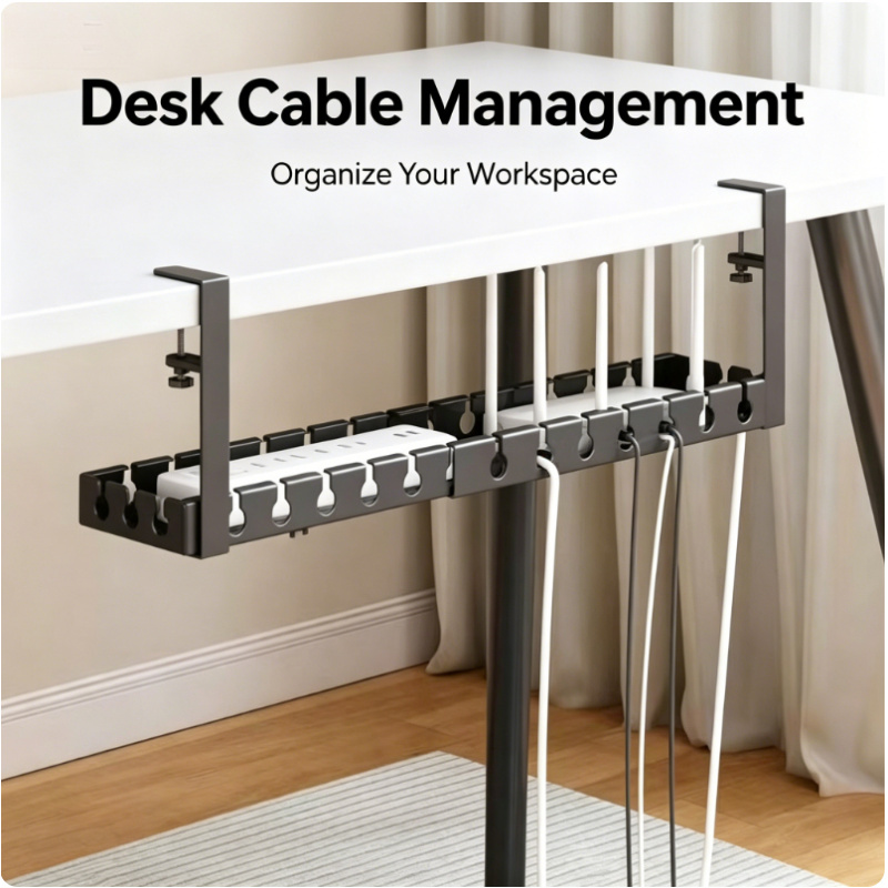 Tech Accessories For Office Desk - Подстольный телескопический органайзер для проводов, металлический